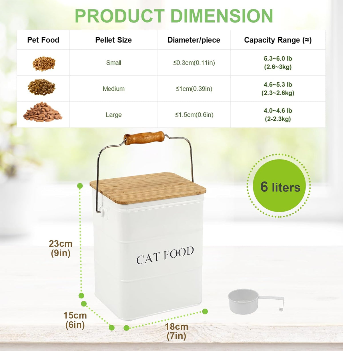 Cat Food storage container Cat Treats Jar,5~6 lb Metal food treats tin for Cat, pet snacks