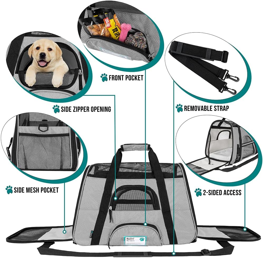 PetAmi Airline Approved Pet Carrier for Cat, Soft Sided Dog Carrier for Small Dogs, Cat Travel