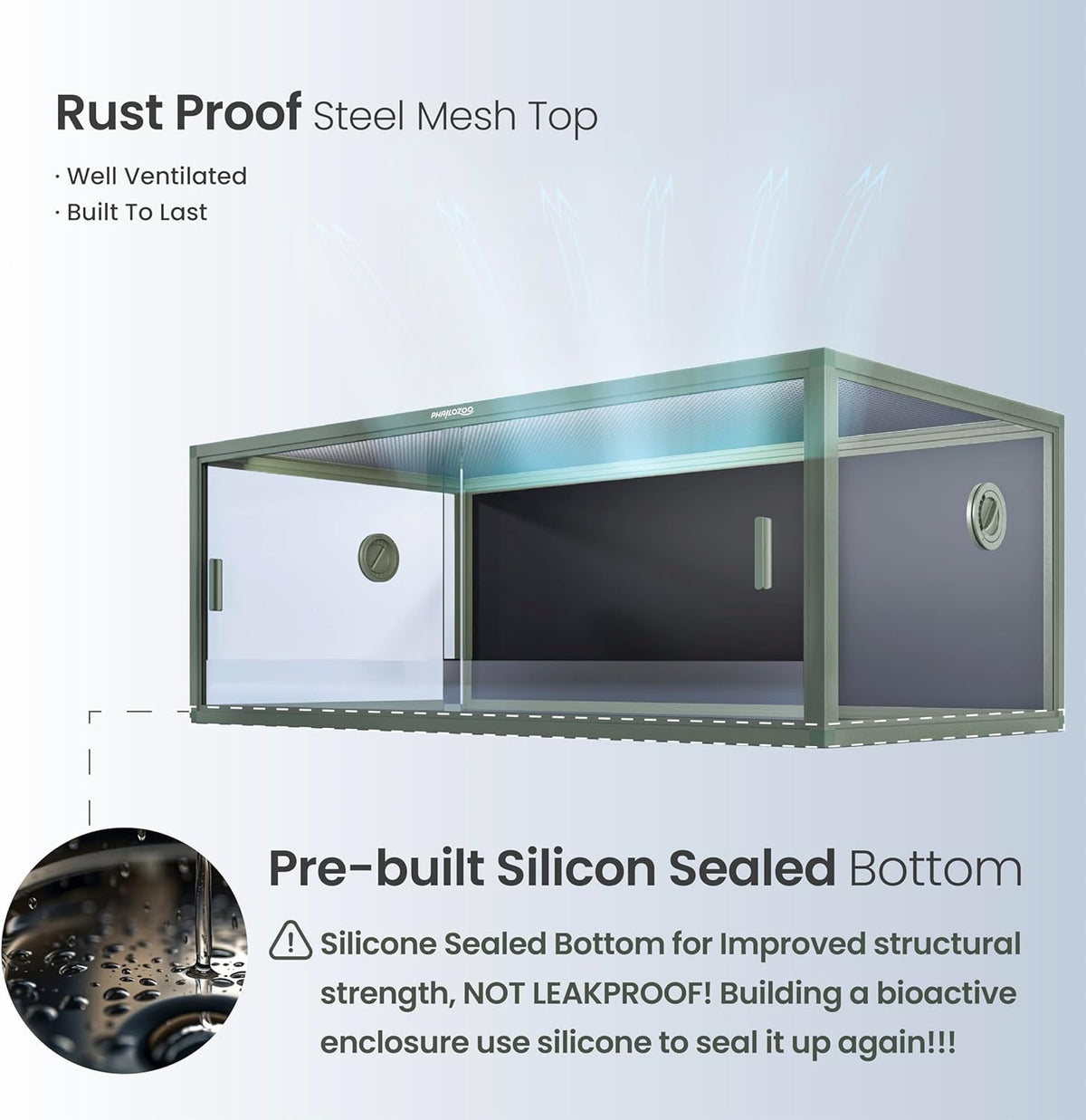 85 Gallon Reptile Tank, Front Opening Snake Tank for Easy Maintenance, Reptile Enclosure with Top