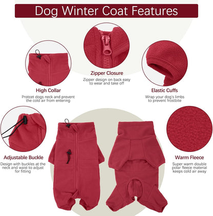 ROZKITCH Fleece Dog Jacket, Pet Windproof Warm Cold Weather Jacket Vest Cozy Jumpsuit Apparel