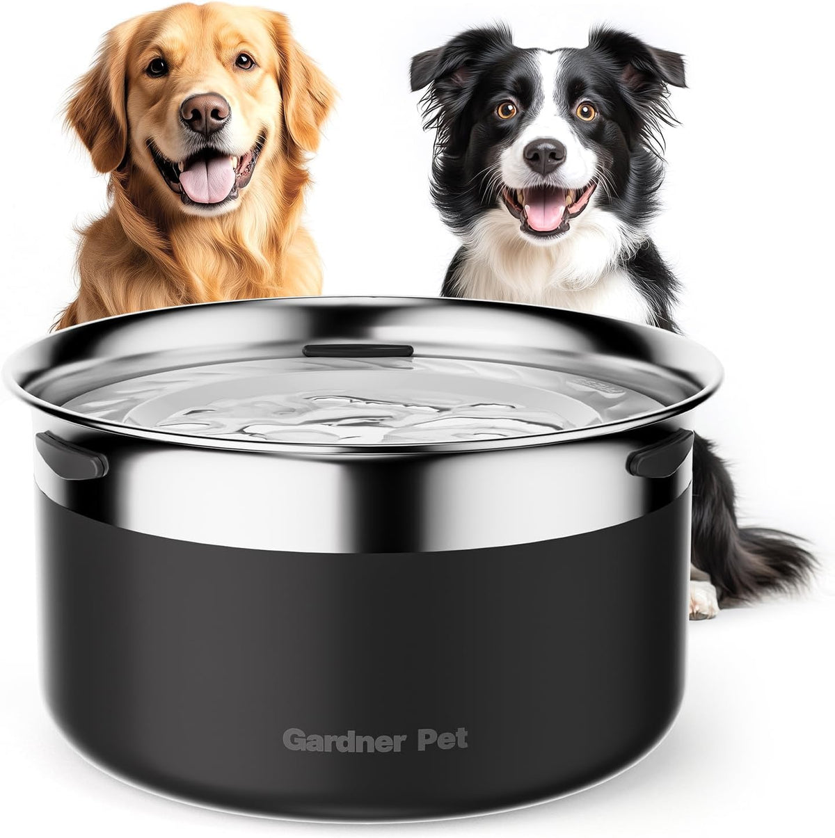 Gardner Pet Dog Bowls 1 Gallon (3.85L) Stainless Steel No Spill Dog Water Bowl, Slow Water Feeder