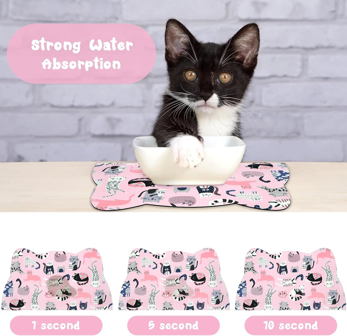 Cat Food Mats for Floor, Dog Water Bowl Mats Pet Feeding Absorbent Placemats for Food and Water