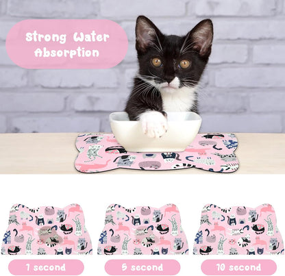 Cat Food Mats for Floor, Dog Water Bowl Mats Pet Feeding Absorbent Placemats for Food and Water
