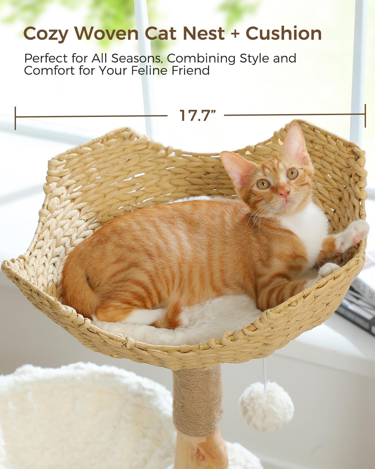 Modern Cat Tree for Large Cats, Wood Cat Tower for Indoor Cats, Real Branch Luxury Cat Furniture