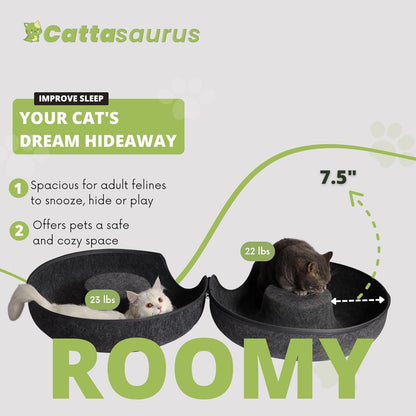 CATTASAURUS Peekaboo Cat Cave for Multiple & Large Cats Up to 30-45 Lbs, Scratch Detachable &