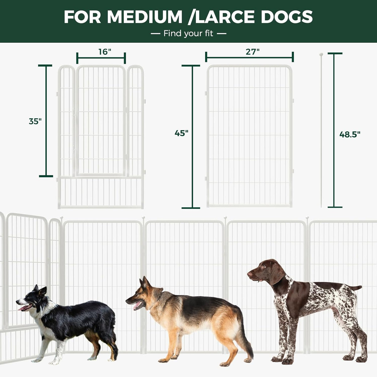 FXW Rollick Unleashed Dog Playpen for Indoor, Yard, RV Camping, 45 inch 32 Panels for Large Dogs