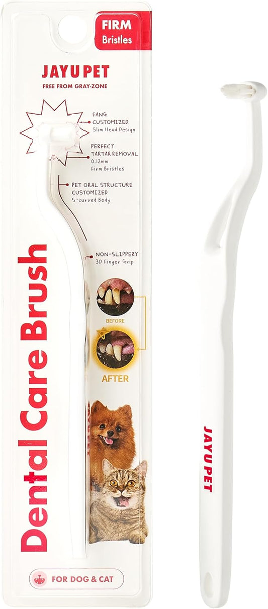 JAYU PET Dental Care Brush (Firm Bristles) 1ea - Resilient Dog Toothbrush, Cat Toothbrush for