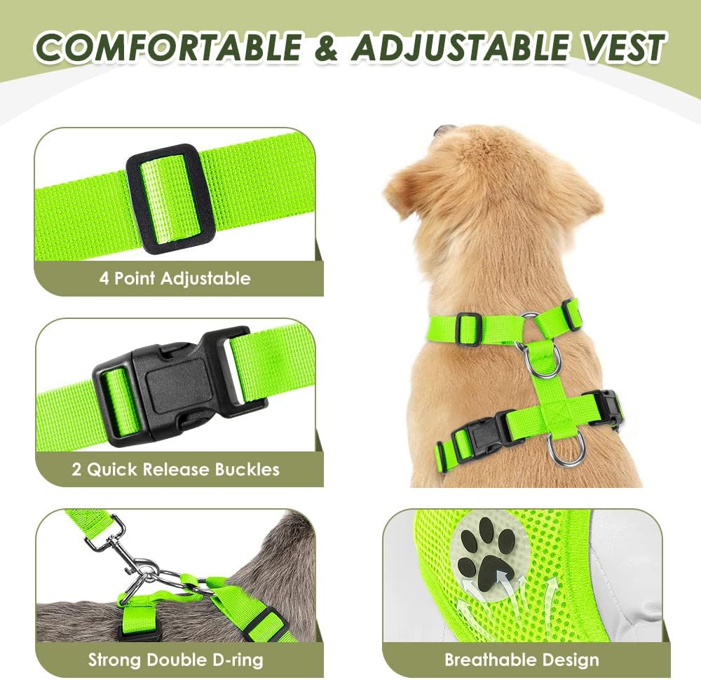 SlowTon Dog Seat Belt Harness for Car, Dog Car Harness Adjustable Mesh Breathable & Dog Seatbelt