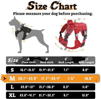 rabbitgoo Dog Harness Medium Sized No Pull, Tactical Service Pet Vest with Molle and Control