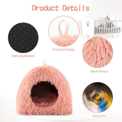 YUEPET Guinea Pig Bed Plush Calming Hideout, Warm Rabbit Hide for Hamsters Hedgehogs Ferrets Dwarf