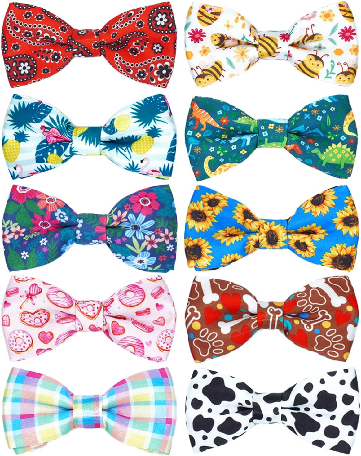 PET SHOW 10 Pack Big Dog Bow Ties for Large Medium Dogs Sliding Collar Attachments Daily Bowties