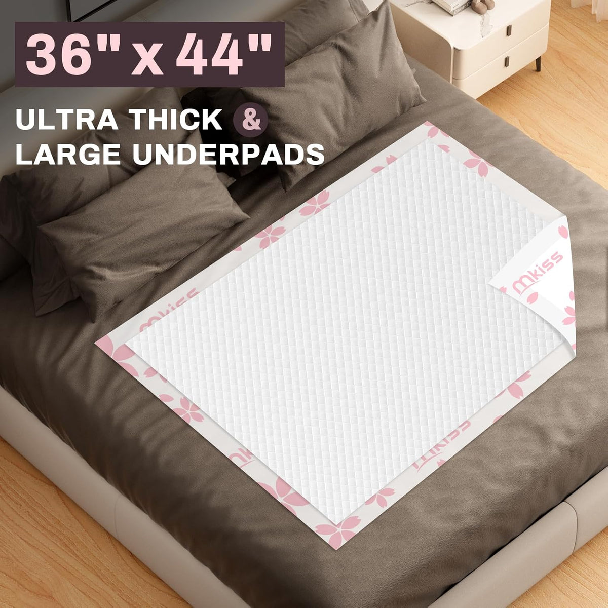 MKISS Heavy Duty Incontinence Underpads, 36" x 44", 20 Count-Super Absorbent Disposable Bed Pads