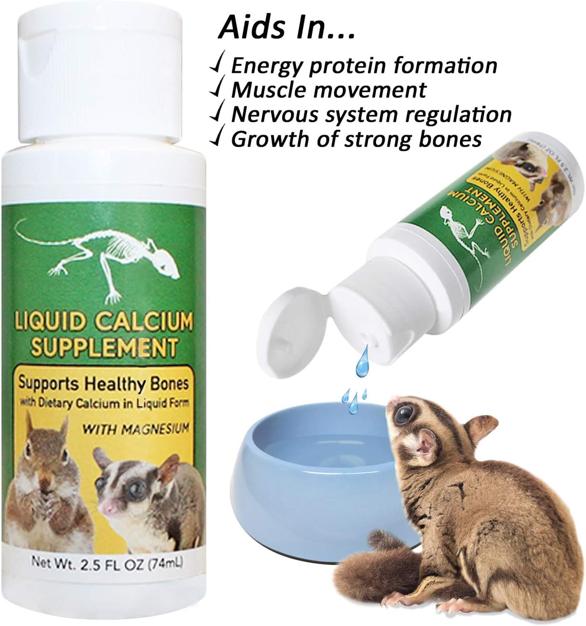 Liquid Calcium Supplement 2 oz. - Supports Healthy Bones & Prevents Calcium Deficiencies - for