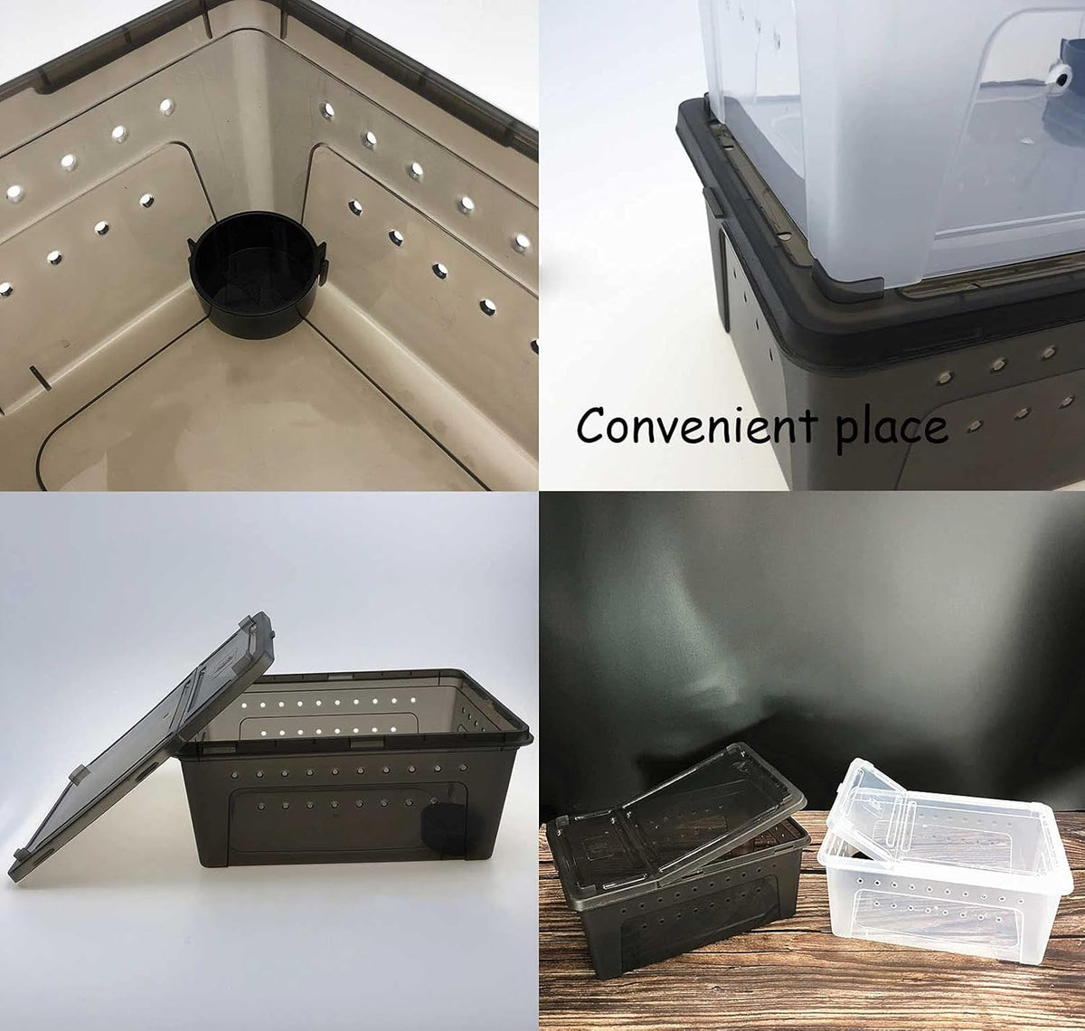 kathson 2PCS Reptile Feeding Box Portable Small Snake Terrarium Habitat Mini Pet Breeding Cage