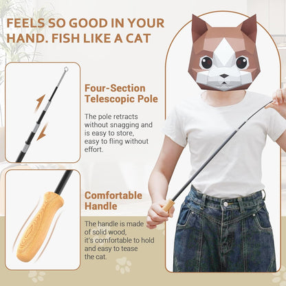 ROSAUI Cat Teaser Wand Toys, Interactive Bird Toy for Indoor Kittens, 53.15’’ Long Cat Fishing Pole