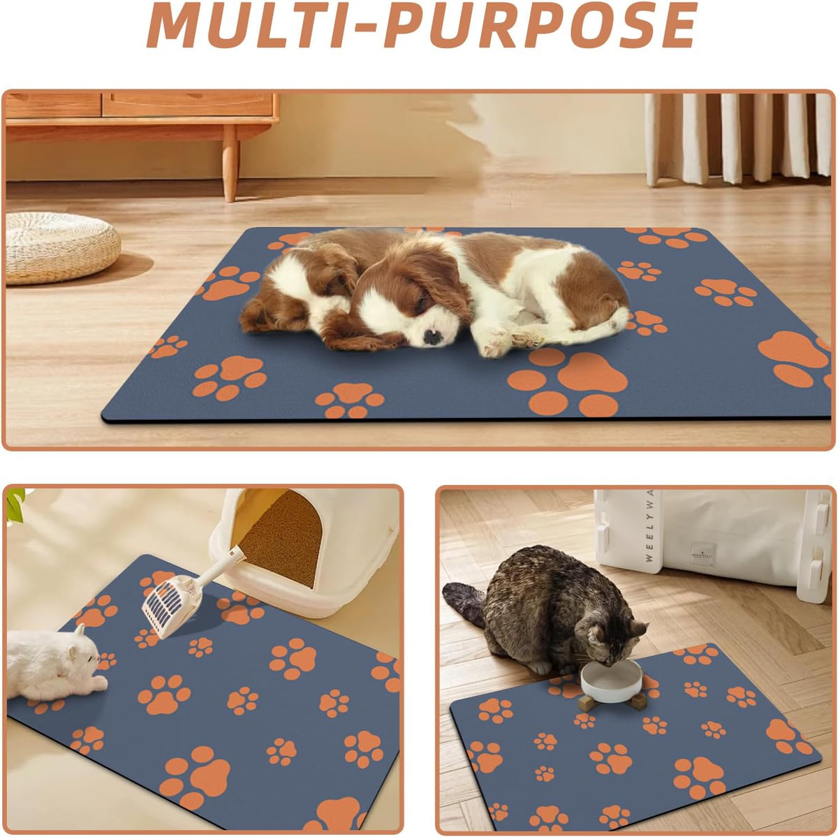 12"×20" Dog Food Mat-Absorbent Mat for Food and Water No Stains Quick Dry Cat Bowl Mat Non Skid Dog