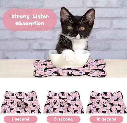 Cat Food Mats for Floor, Dog Water Bowl Mats Pet Feeding Absorbent Placemats for Food and Water