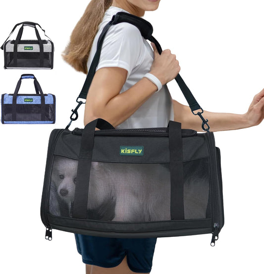 Airline Approved Cat and Small Dog Carrier – Soft-Sided, Foldable Under-Seat Travel Bag for Pets up