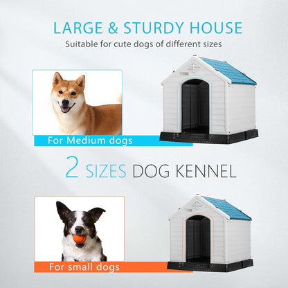 DEStar Durable Waterproof Plastic Pet Dog House Indoor Outdoor Puppy Shelter Kennel with Air Vents