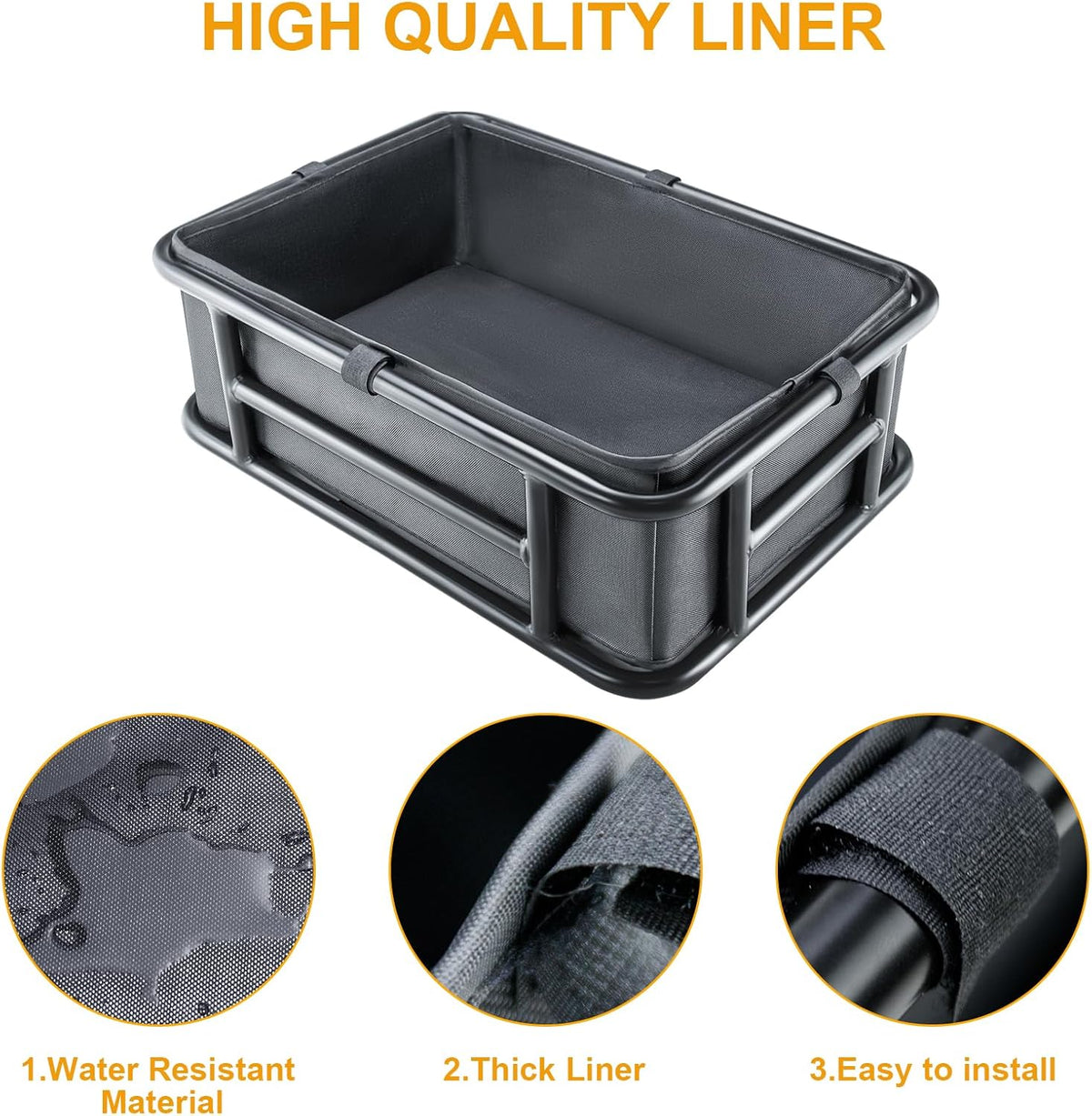 Bike Basket Rear with Liner,Waterproof Cover,Cargo Net Large Rear Bike Basket,Heavy Duty Bicycle