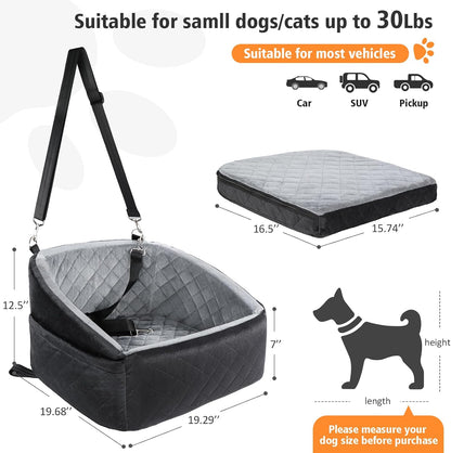 Dog Car Seat for Small Dogs,Detachable Washable Dog Booster Seat Under 30lbs, Pet Car Seat Travel
