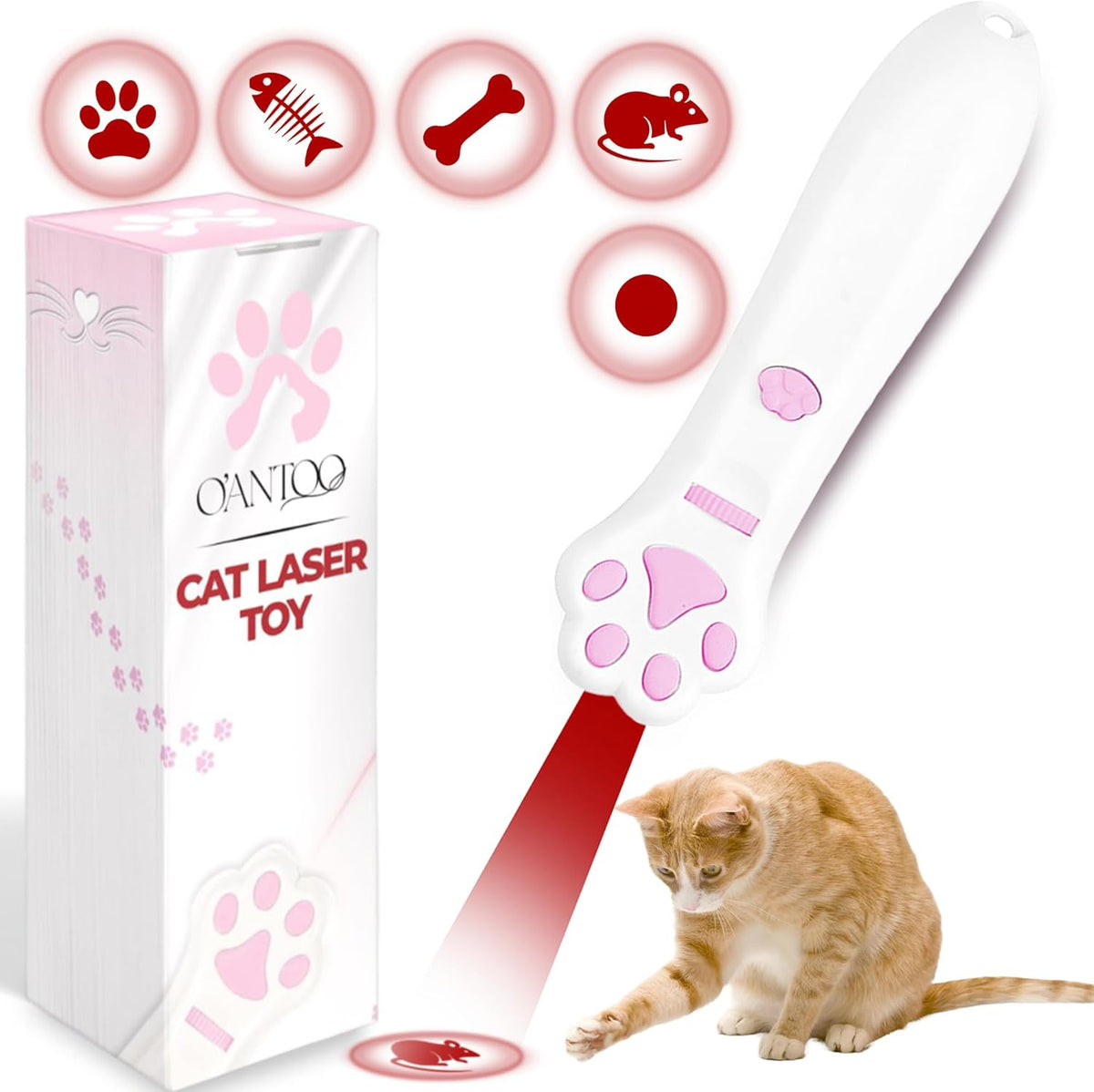 O'ANTOO Cat Toy - Dog Toy | Wall Image Projector | Indoor Interactive Cat Toy with 5 Different