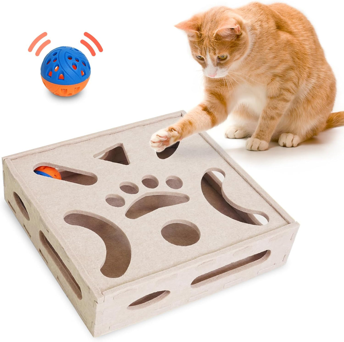 PETKARAY Felt Cat Puzzle Toy, Interactive Cat Toys for Indoor Cats, Interactive Maze for Kitten