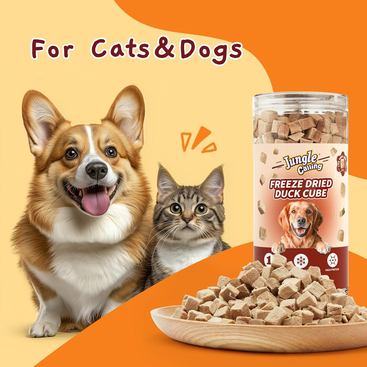 Jungle Calling Freeze Dried Cat Treats, 9.17 oz Single Ingredient Duck Meat for Cats Puppy Dogs