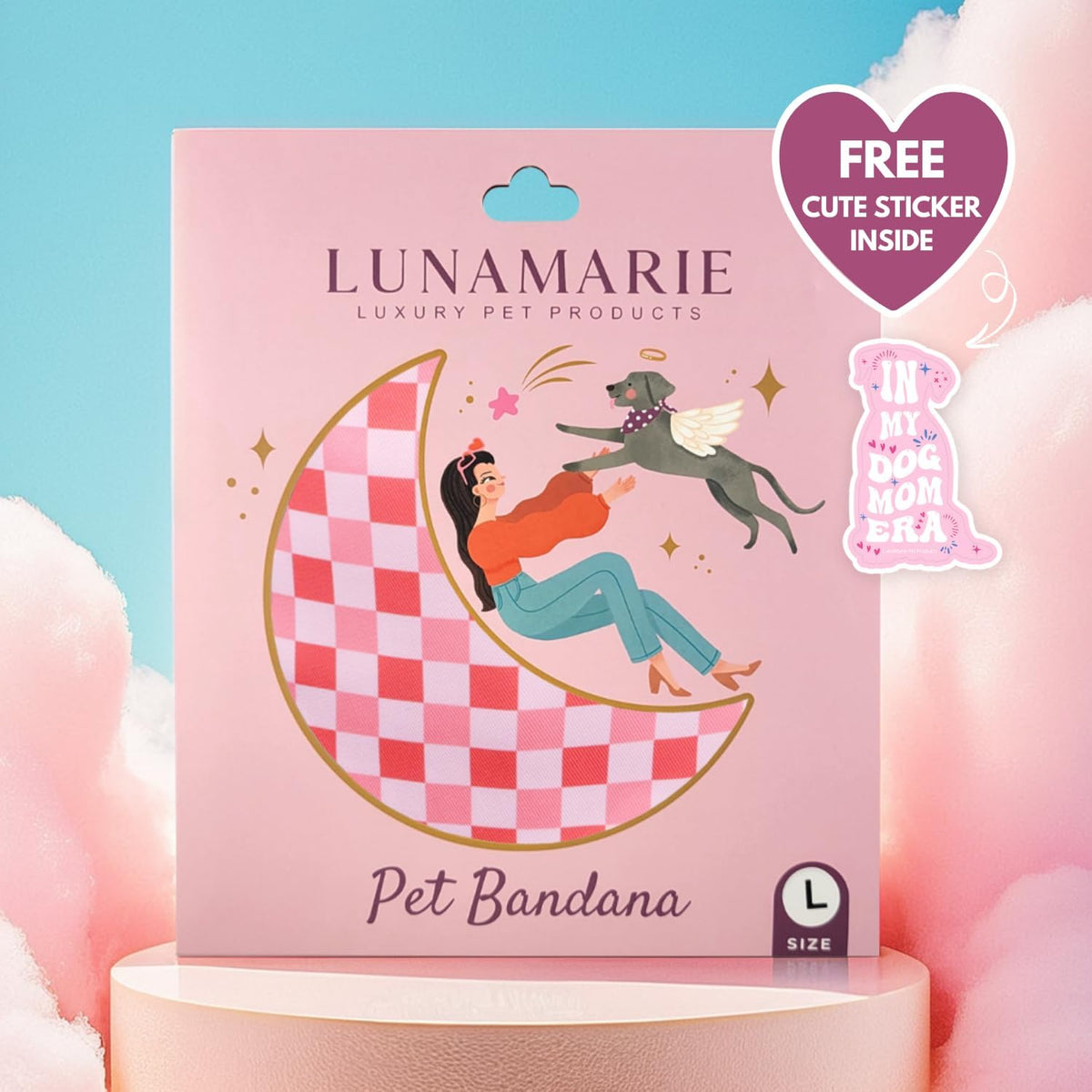 LunaMarie - Luxury Pet Birthday Bandanas -Premium & Silky Poly Fabric | 100% Handmade | Custom