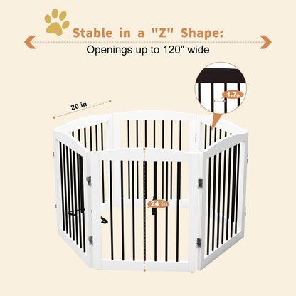 Freestanding Pet Gate for Dogs, Foldable Wooden Dog Gate for House, Extra Wide Indoor Pet Barrier