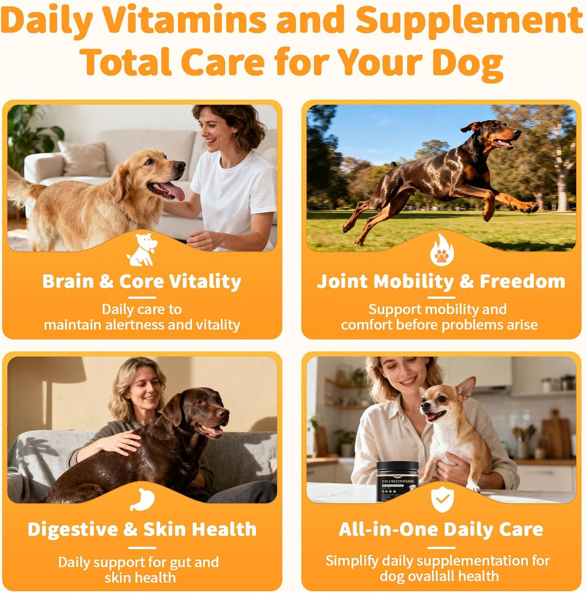 25-in-1 Dog Multivitamin Chews – All-in-One Daily Vitamins & Supplements for Dogs, Joint Support