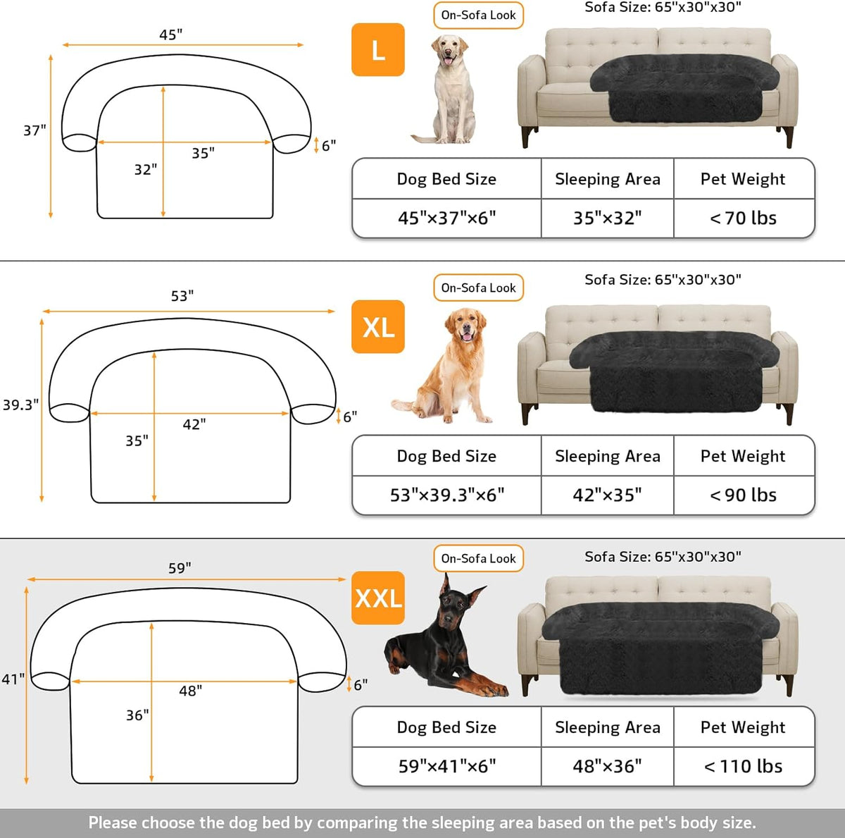 GGIB Calming Dog Bed Fluffy Plush Dog Mat for Furniture Protector with Removable Washable Cover for
