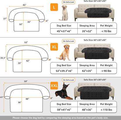 GGIB Calming Dog Bed Fluffy Plush Dog Mat for Furniture Protector with Removable Washable Cover for