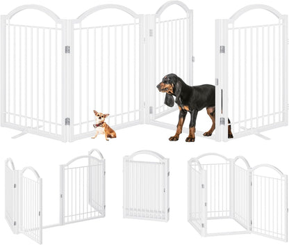 BHG Metal No-Assembly Freestanding Dog Gate with Door Walk Through, Extra Wide 96", Extra Tall 32"