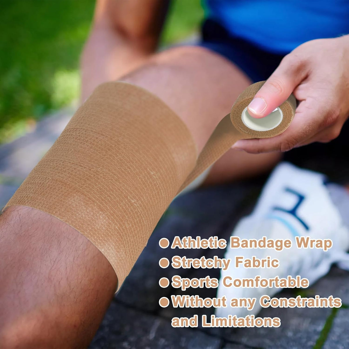 24 Pack Self Adhesive Bandage Wrap, 2” x 5 Yards Cohesive Medical Tape Elastic Grip Tape Sports