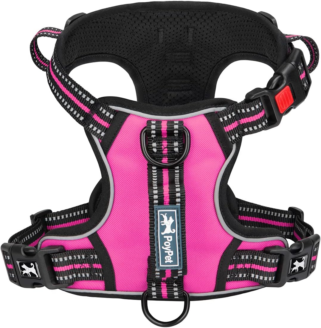 PoyPet No Pull Dog Harness, No Choke Front Clip Reflective Dog Vest with Soft Padded Vertical