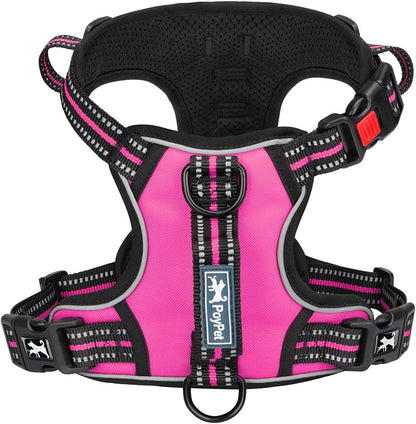 PoyPet No Pull Dog Harness, No Choke Front Clip Reflective Dog Vest with Soft Padded Vertical