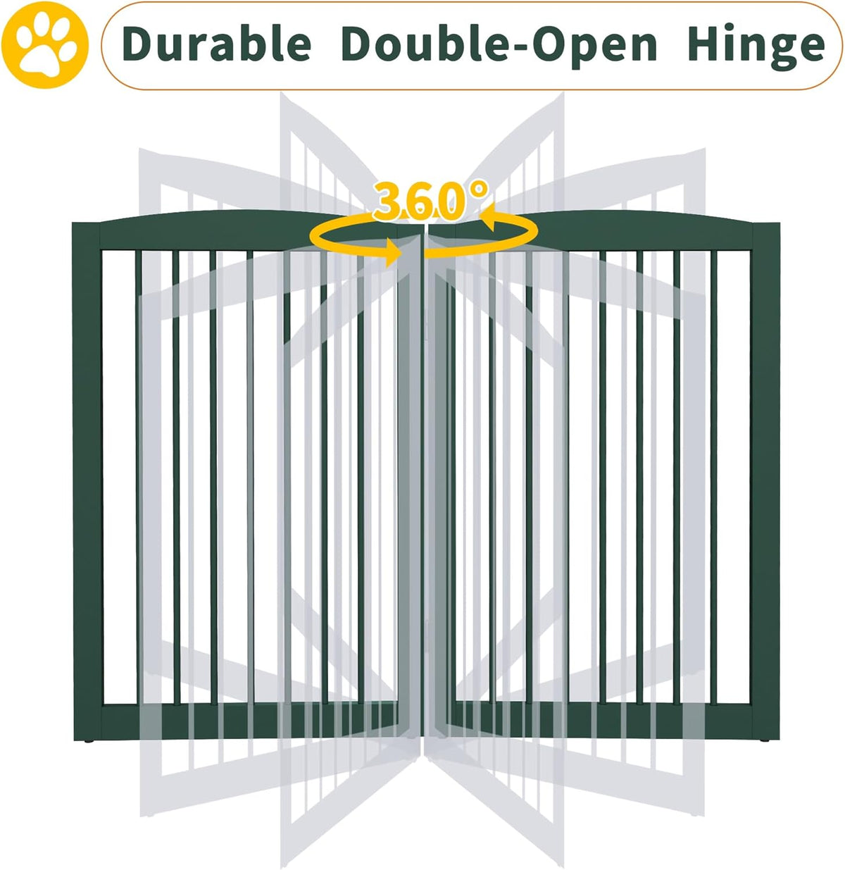 Freestanding Pet Gate for Dogs, Indoor Wooden Dog Gate for House, Foldable Dog Gate for Doorway