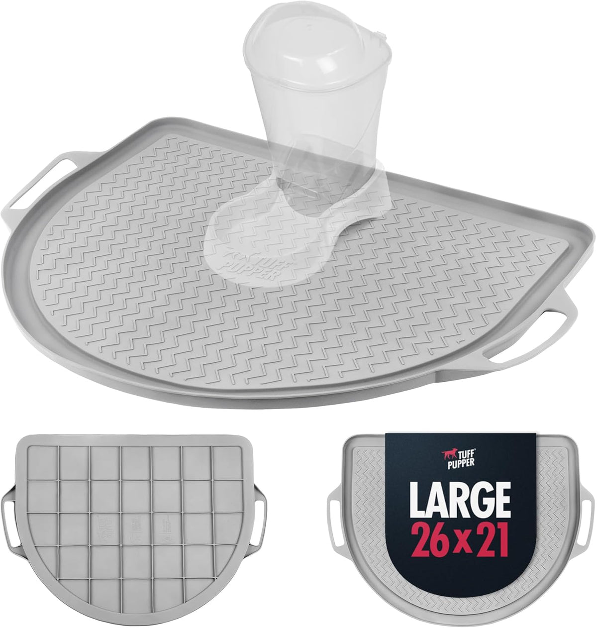 Tuff Pupper 26x21 Large Waterproof Pet Feeding Mat | Designed for Pet Fountains, Dog Gravity Water