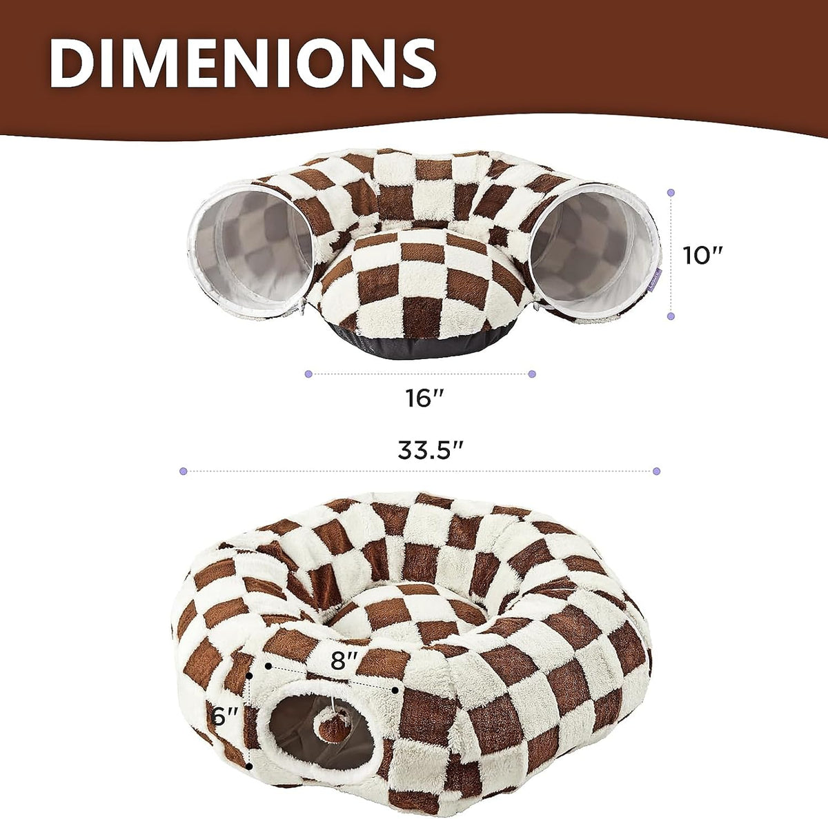 Cat Tunnel Bed with Washable Cushion for Indoor Cat, Donut Cave Tube Toys for Kitten Puppy Rabbit