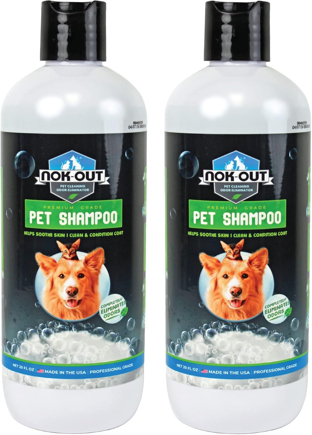 NOK OUT Premium Grade Pet Shampoo for Dogs and Cats, Veterinary Strength and Odor Eliminator