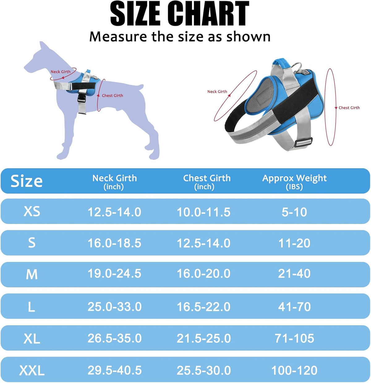 Bolux Dog Harness, No-Pull Reflective Dog Vest, Breathable Adjustable Pet Harness with Handle for