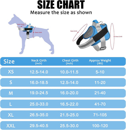 Bolux Dog Harness, No-Pull Reflective Dog Vest, Breathable Adjustable Pet Harness with Handle for