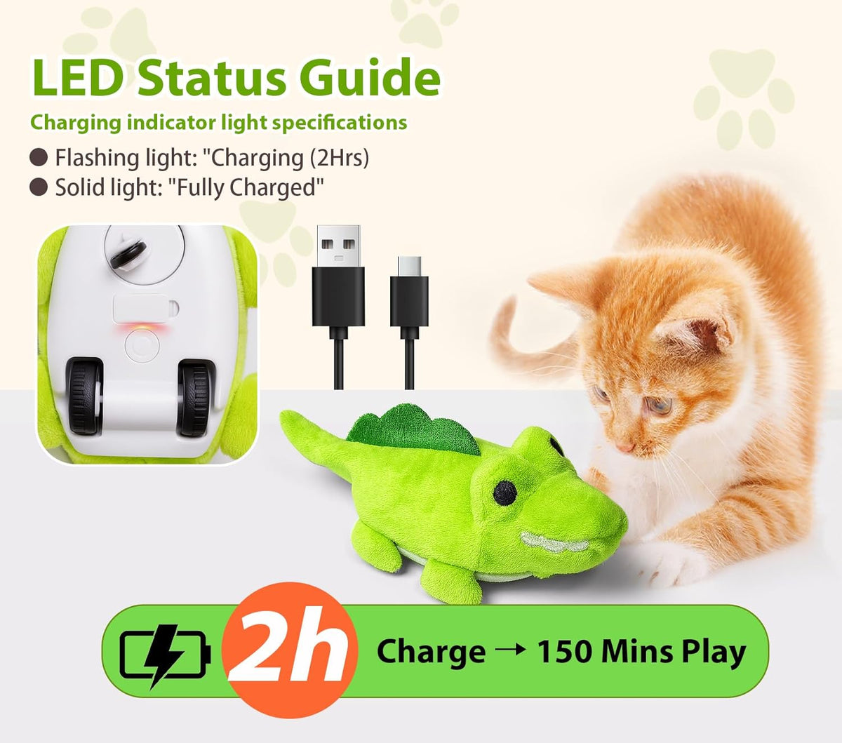 Interactive Cat Toys for Indoor Cats - Automatic Moving Cat Chase Toy for Bored Indoor Adult Cats