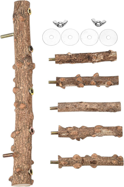 Mogoko Bird Ladder Perch for Cage, Natural Wood Bird Parrot Perch Stand Parrot Perch Bridge