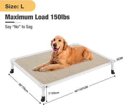 Veehoo Chew Proof Elevated Dog Bed - Cooling Raised Pet Cot - Silver Aluminum Frame and Durable
