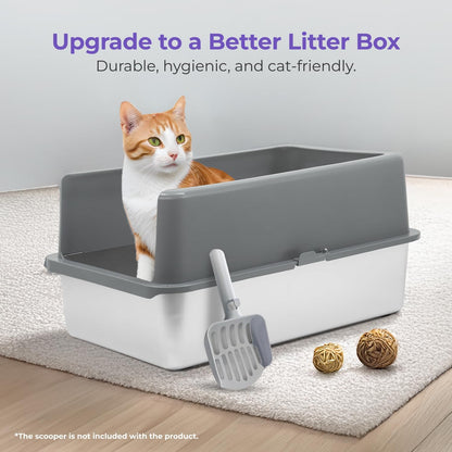 iPrimio XL Cat Litter Box Enclosure - 23"x15"x6" Stainless Steel Litter Enclosure for Big Cats