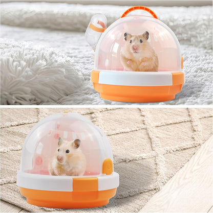 Hamster Carrier Cage with Water Bottle,Portable Dwarf Hamster Travel Carrier Plastic Guinea Pig