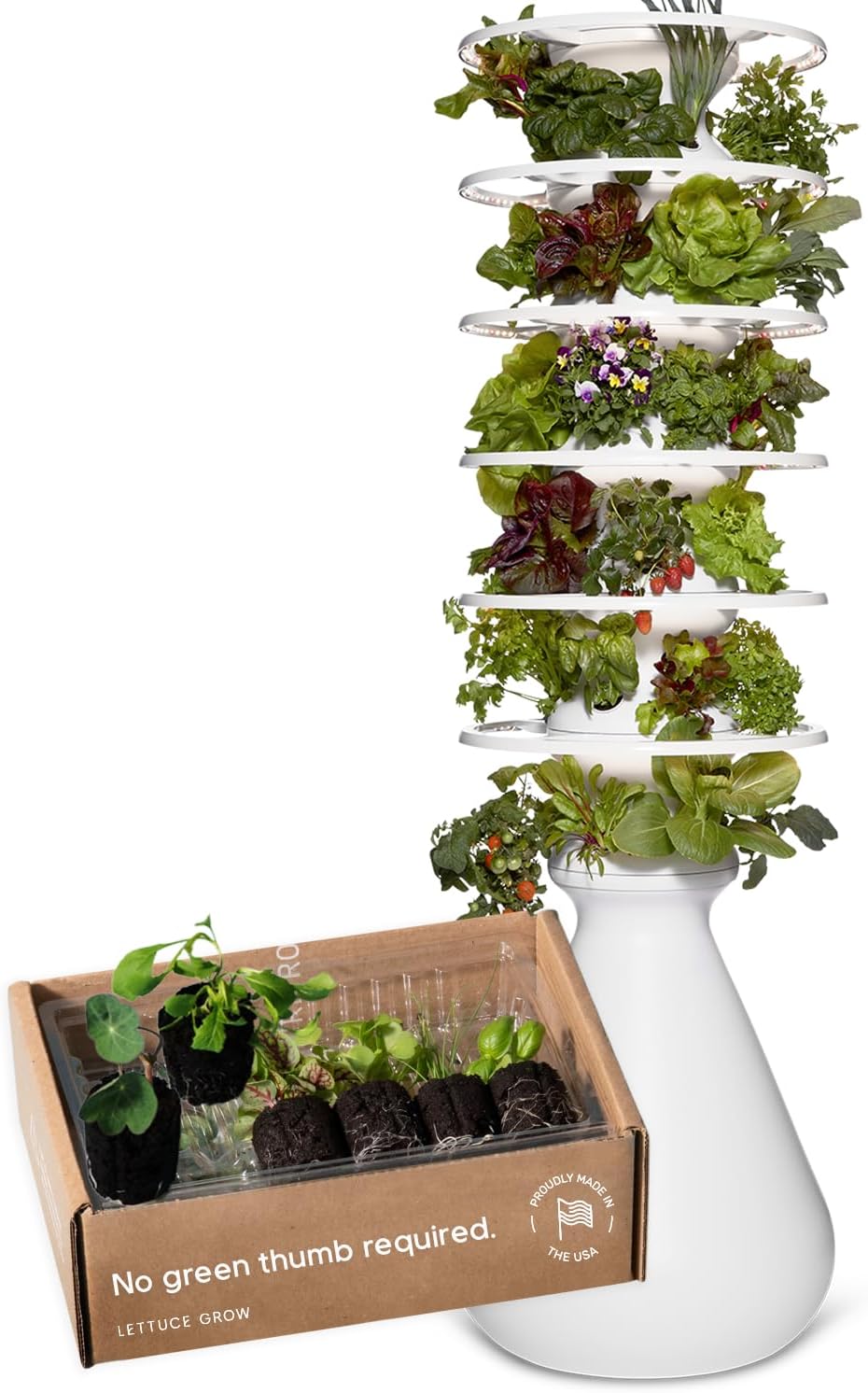 Farmstand Starter Kit with Glow Rings and 36 Seedling Credits | Large Hydroponic Growing System Kit