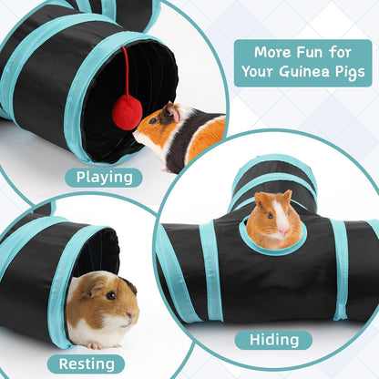 Rypet Guinea Pig Tunnel, 3 Way Collapsible Rabbit Tunnel, Small Pet Tunnels and Tubes with